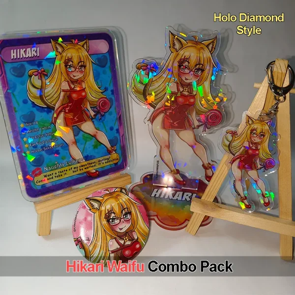 Hikari Waifu Combo Pack (Holo Diamond Style) - Kawaii Waifus