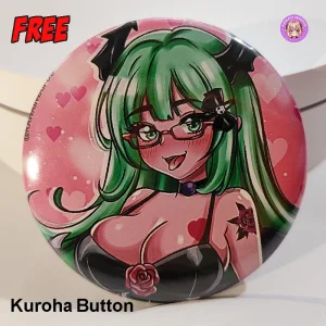 Kuroha Waifu Anime Pinback Button by Kawaii Waifus [Freebie]