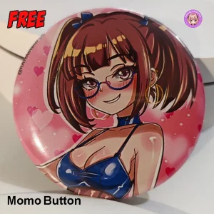 Momo Waifu Anime Pinback Button by Kawaii Waifus [Freebie]