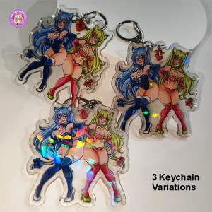 Nyanko & Nyameri Waifu Keychain Variations by Kawaii Waifus